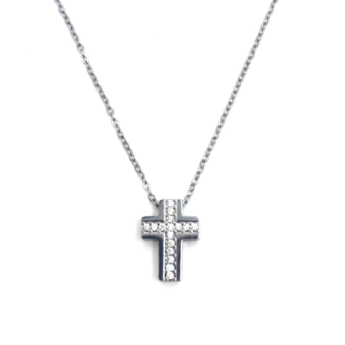 Σταυρός με αλυσίδα και πέτρες zircon